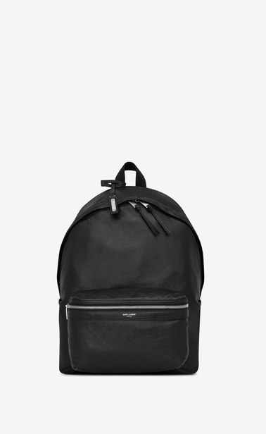 Foldable City backpack in soft black leather